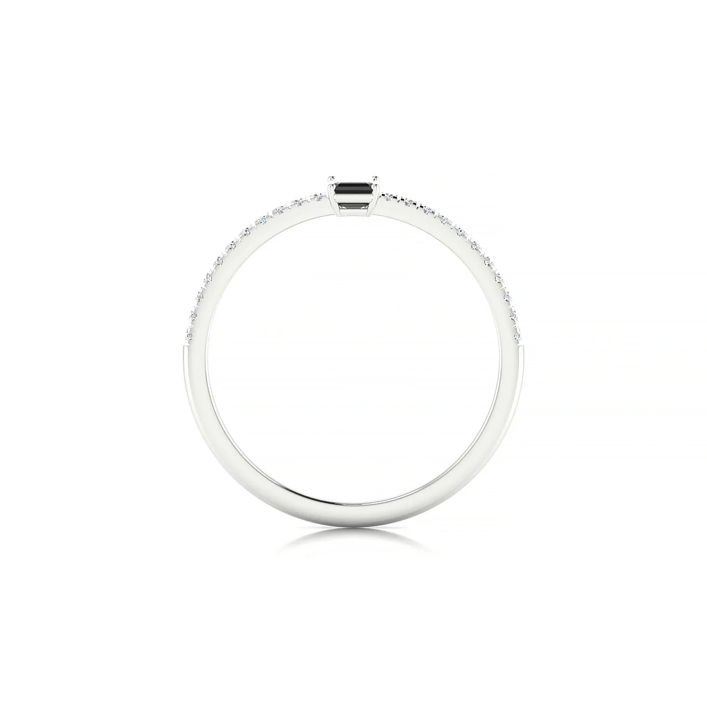 Timeless | 18k White Gold 5 x 3 mm Emerald Black Diamond Ring
