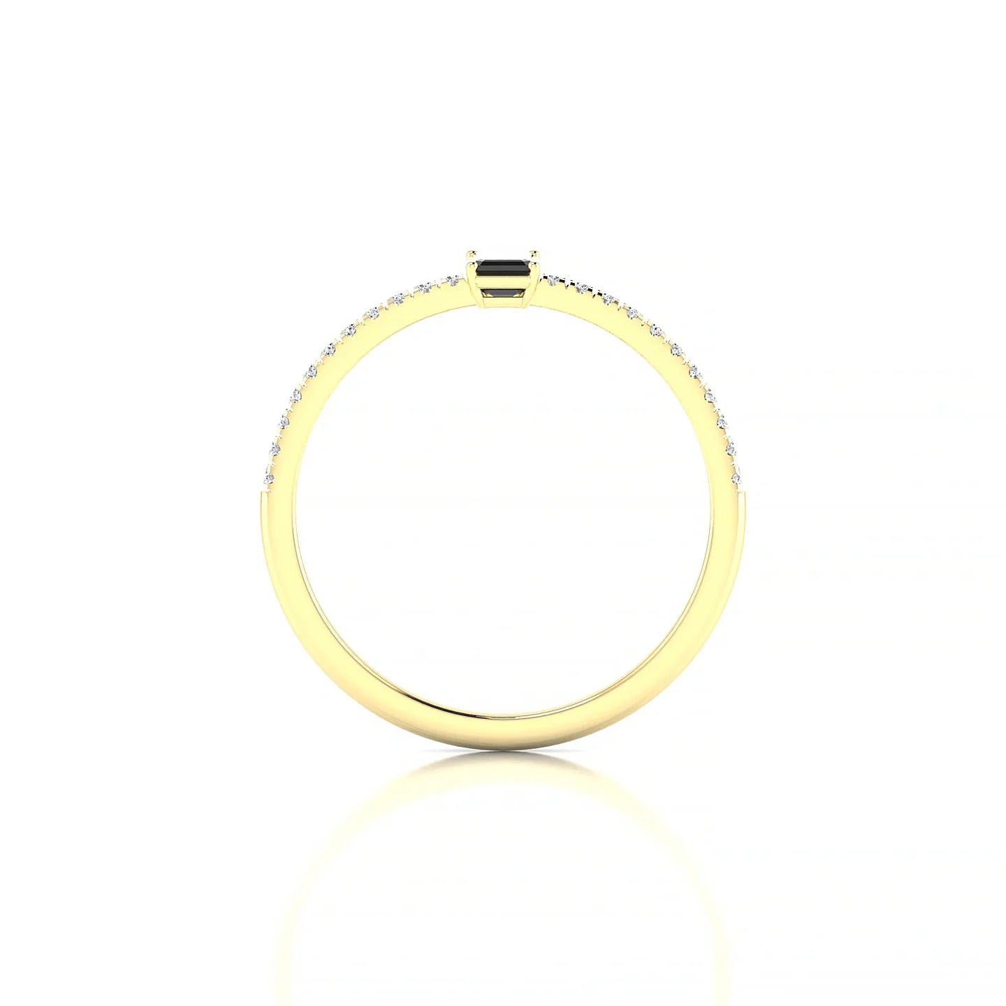 Timeless | 18k Yellow Gold 5 x 3 mm Emerald Black Diamond Ring