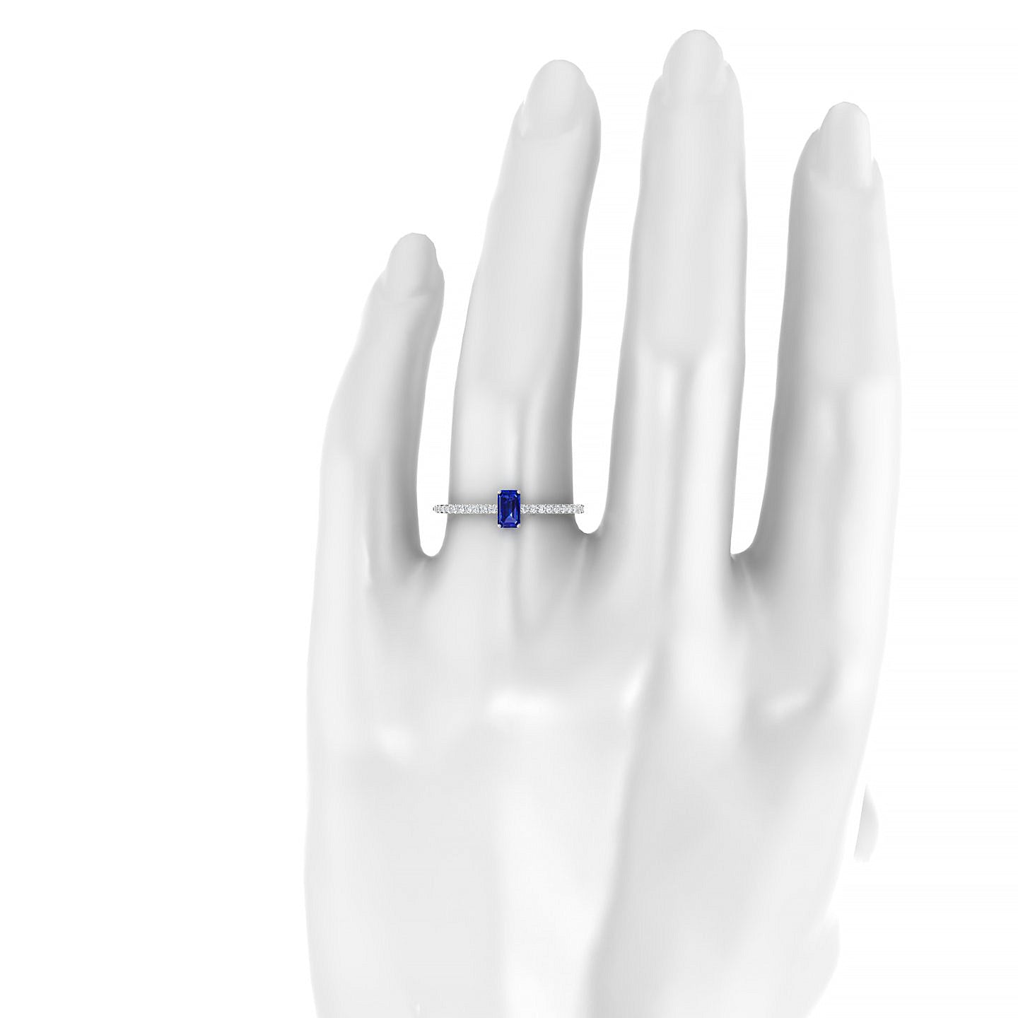 Timeless | 18k White Gold 5 x 3 mm Emerald Sapphire Ring