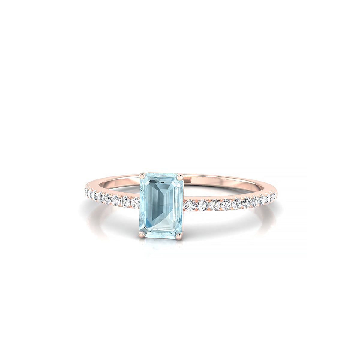 Timeless | 18k Rose Gold 6 x 4 mm Emerald Aquamarine Ring