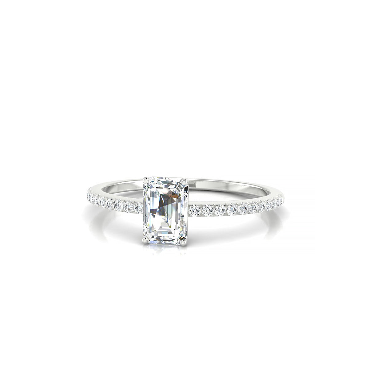 Timeless | 18k White Gold 6 x 4 mm Emerald Diamond Ring