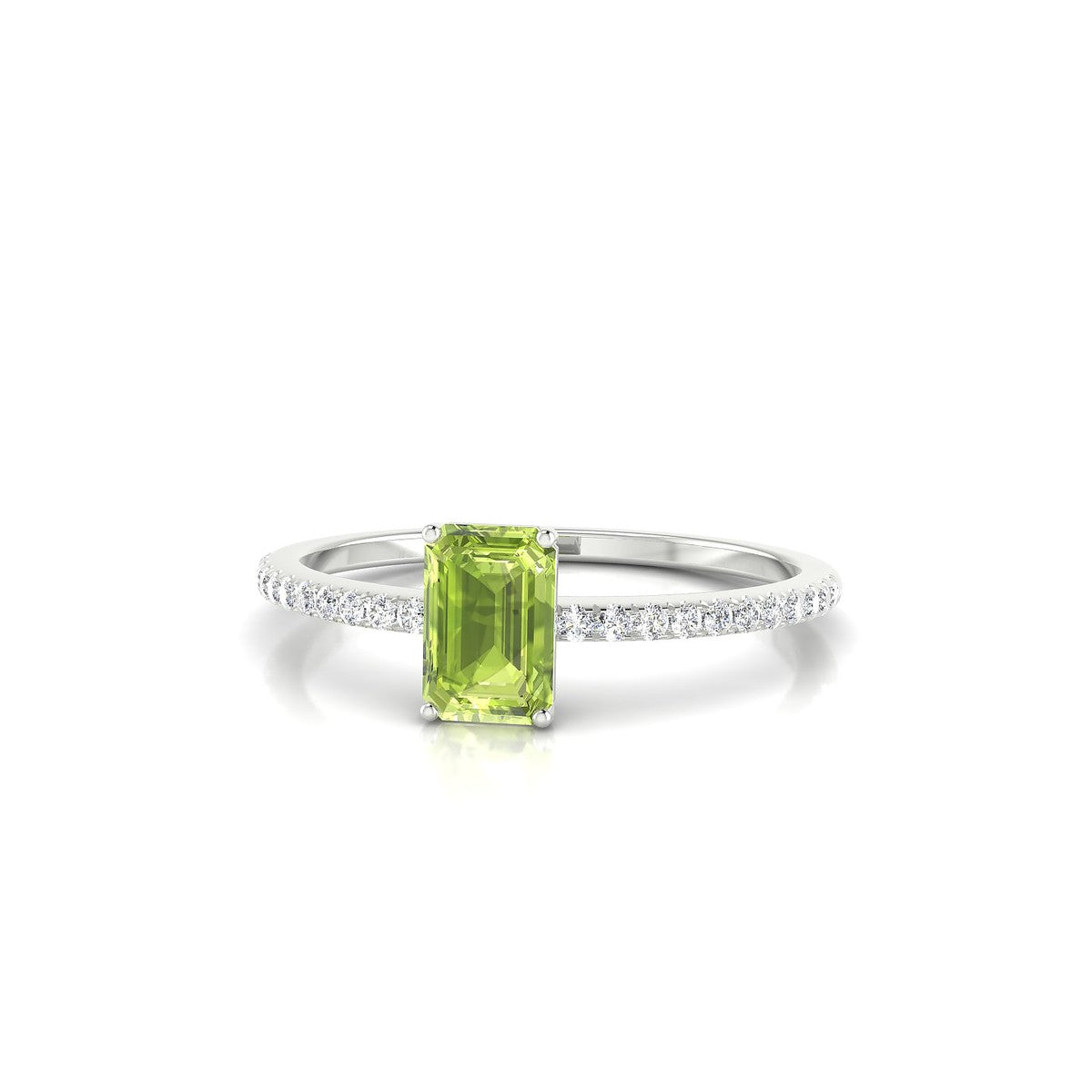 Timeless | 18k White Gold 6 x 4 mm Emerald Peridot Ring