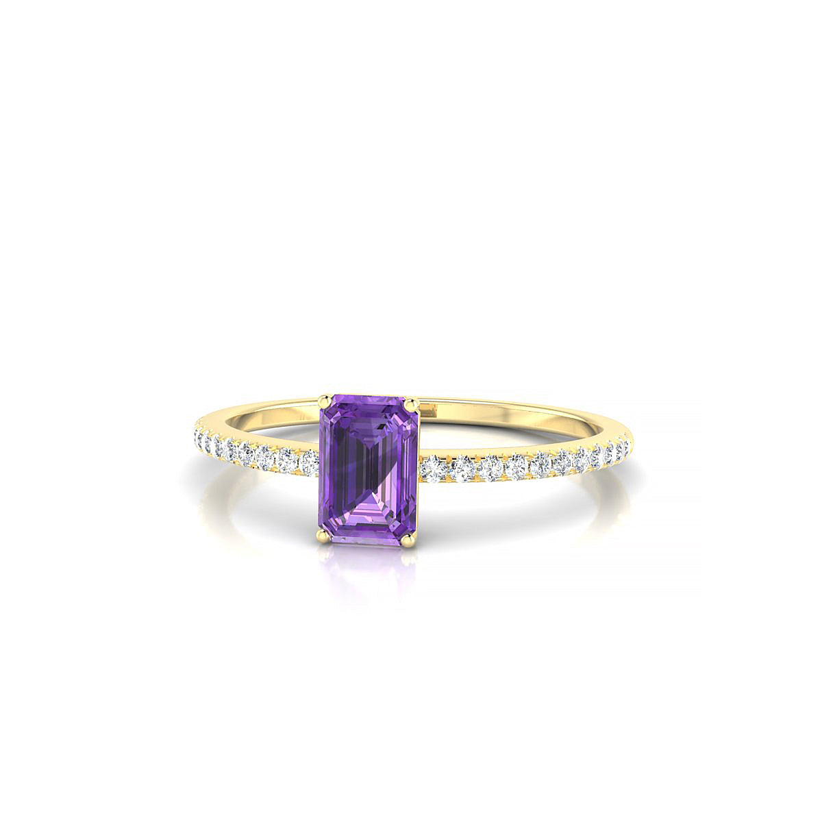 Timeless | 18k Yellow Gold 6 x 4 mm Emerald Amethyst Ring