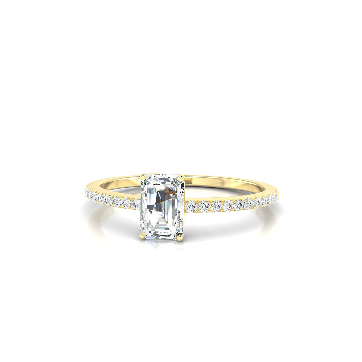 Timeless | 18k Yellow Gold 6 x 4 mm Emerald Diamond Ring
