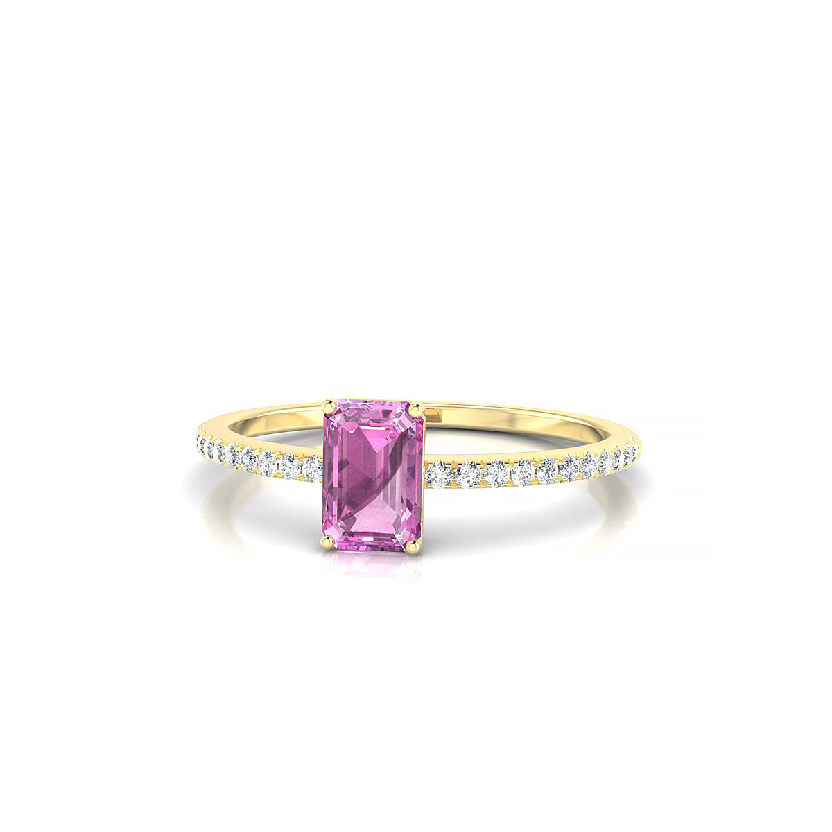 Timeless | 18k Yellow Gold 6 x 4 mm Emerald Pink Sapphire Ring