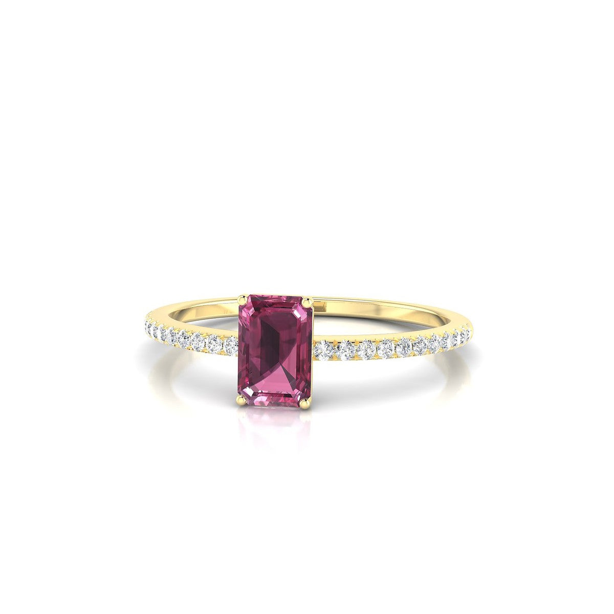 Timeless | 18k Yellow Gold 6 x 4 mm Emerald Rhodolite Ring