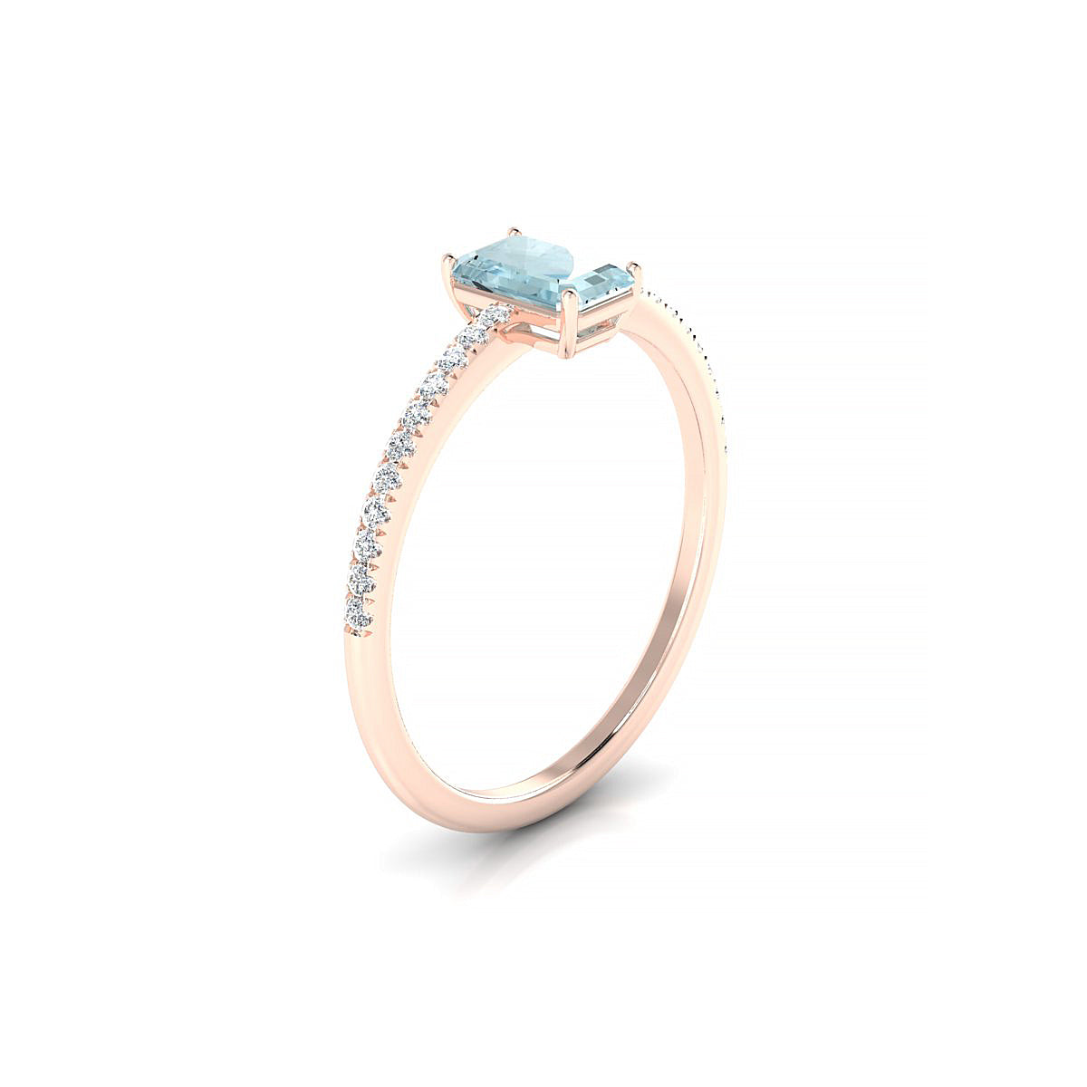 Timeless | 18k Rose Gold 6 x 4 mm Emerald Aquamarine Ring