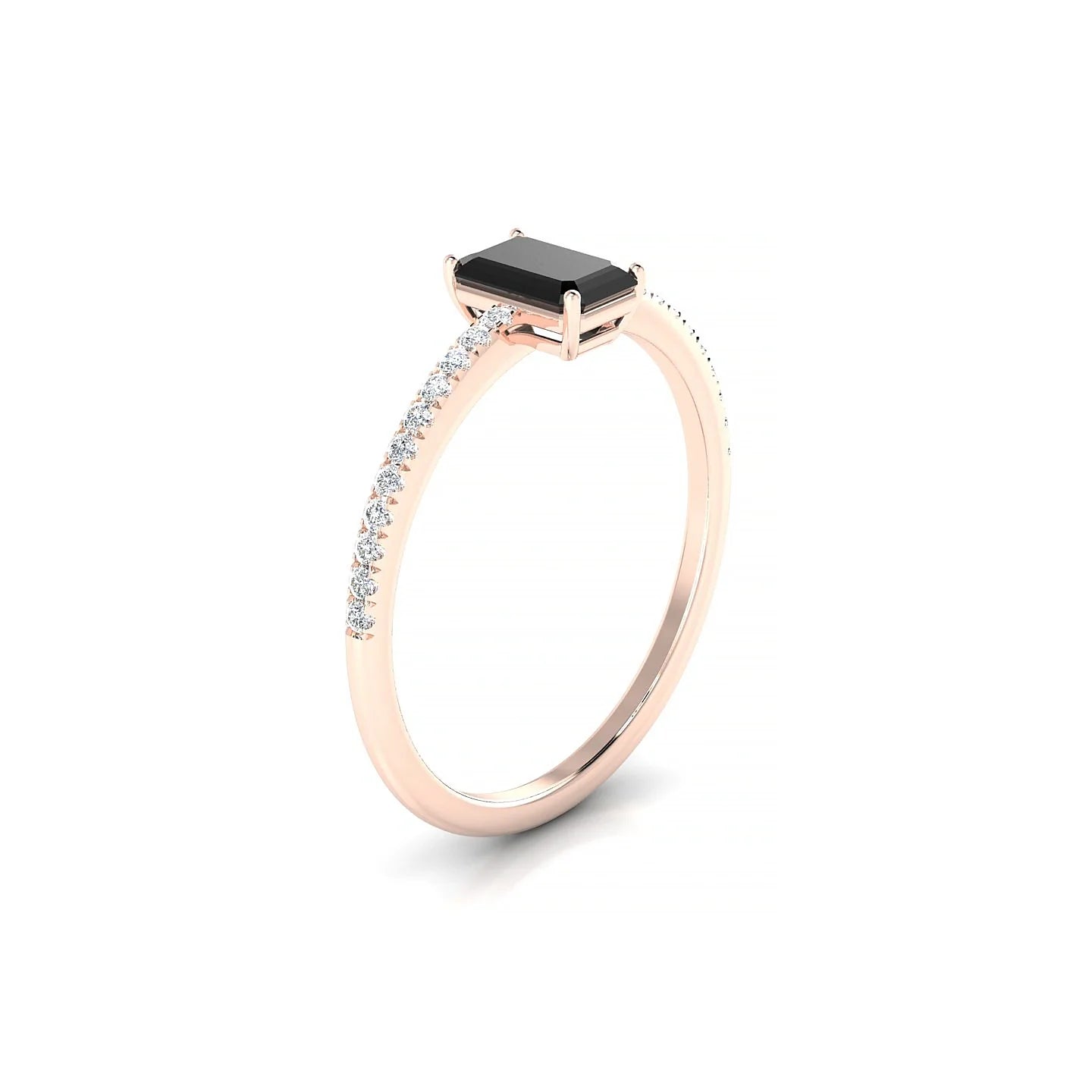 Timeless | 18k Rose Gold 6 x 4 mm Emerald Black Diamond Ring