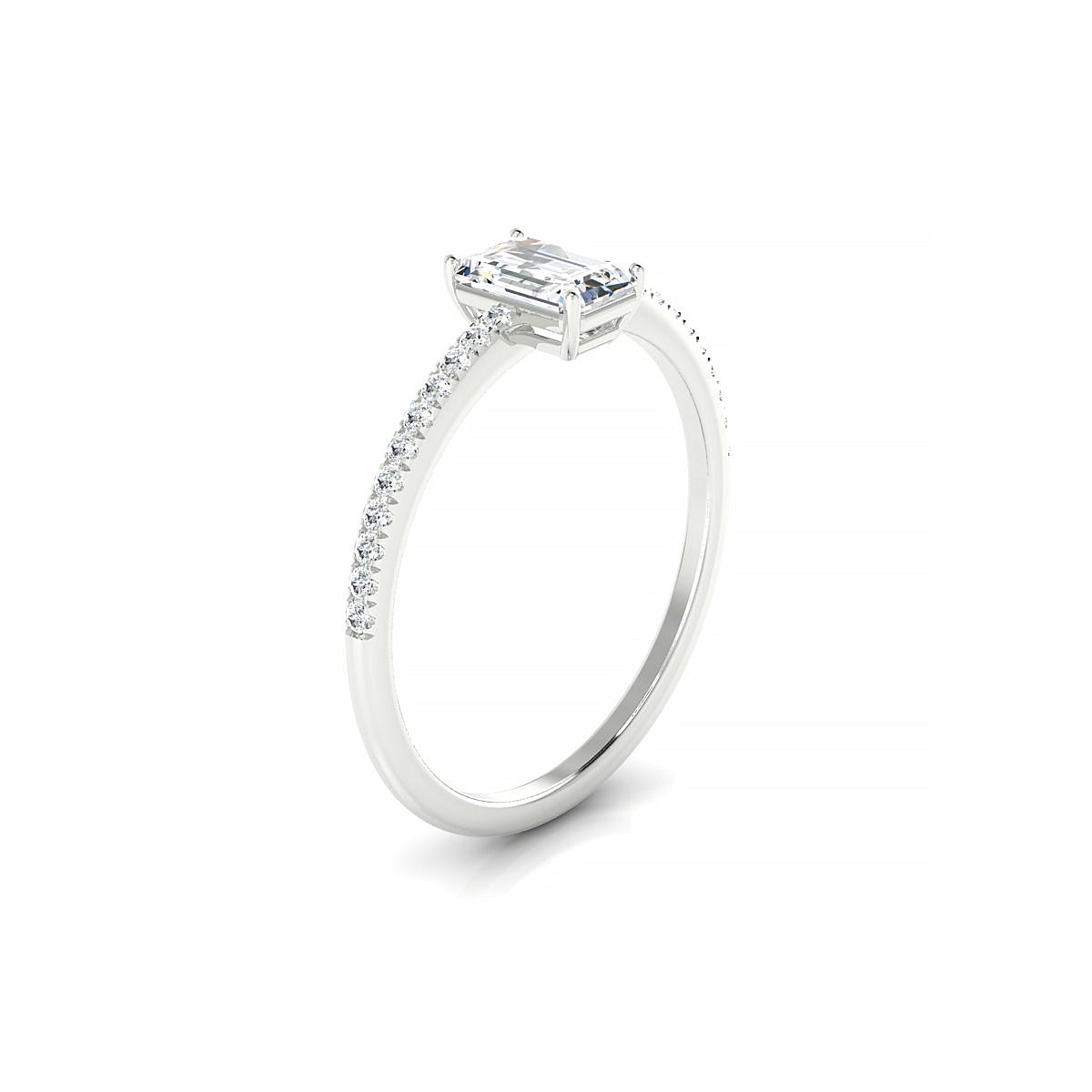 Timeless | 18k White Gold 6 x 4 mm Emerald Diamond Ring