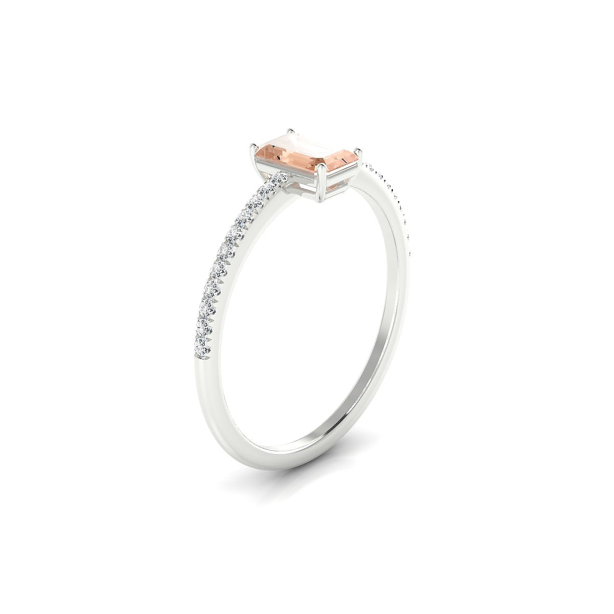 Timeless | 18k White Gold 6 x 4 mm Emerald Morganite Ring