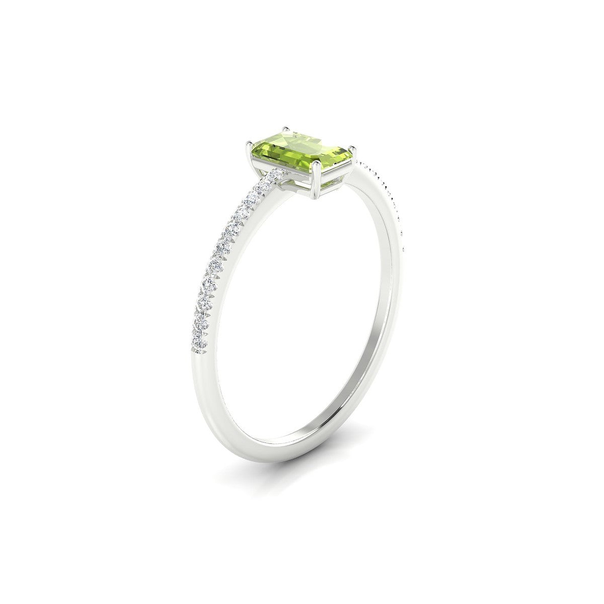 Timeless | 18k White Gold 6 x 4 mm Emerald Peridot Ring