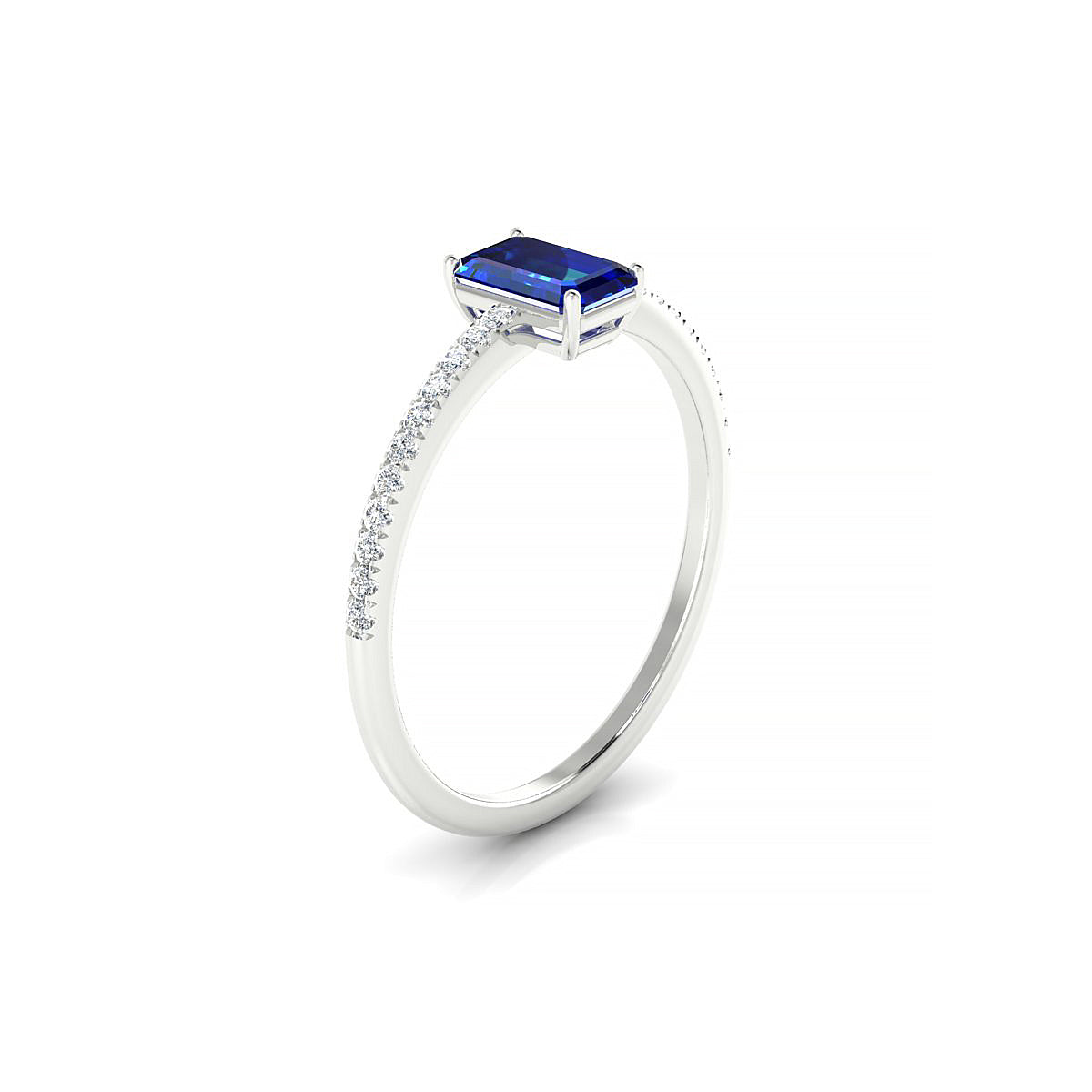 Timeless | 18k White Gold 6 x 4 mm Emerald Sapphire Ring