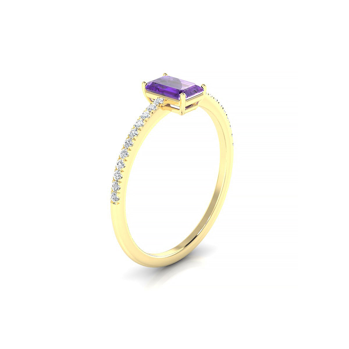 Timeless | 18k Yellow Gold 6 x 4 mm Emerald Amethyst Ring