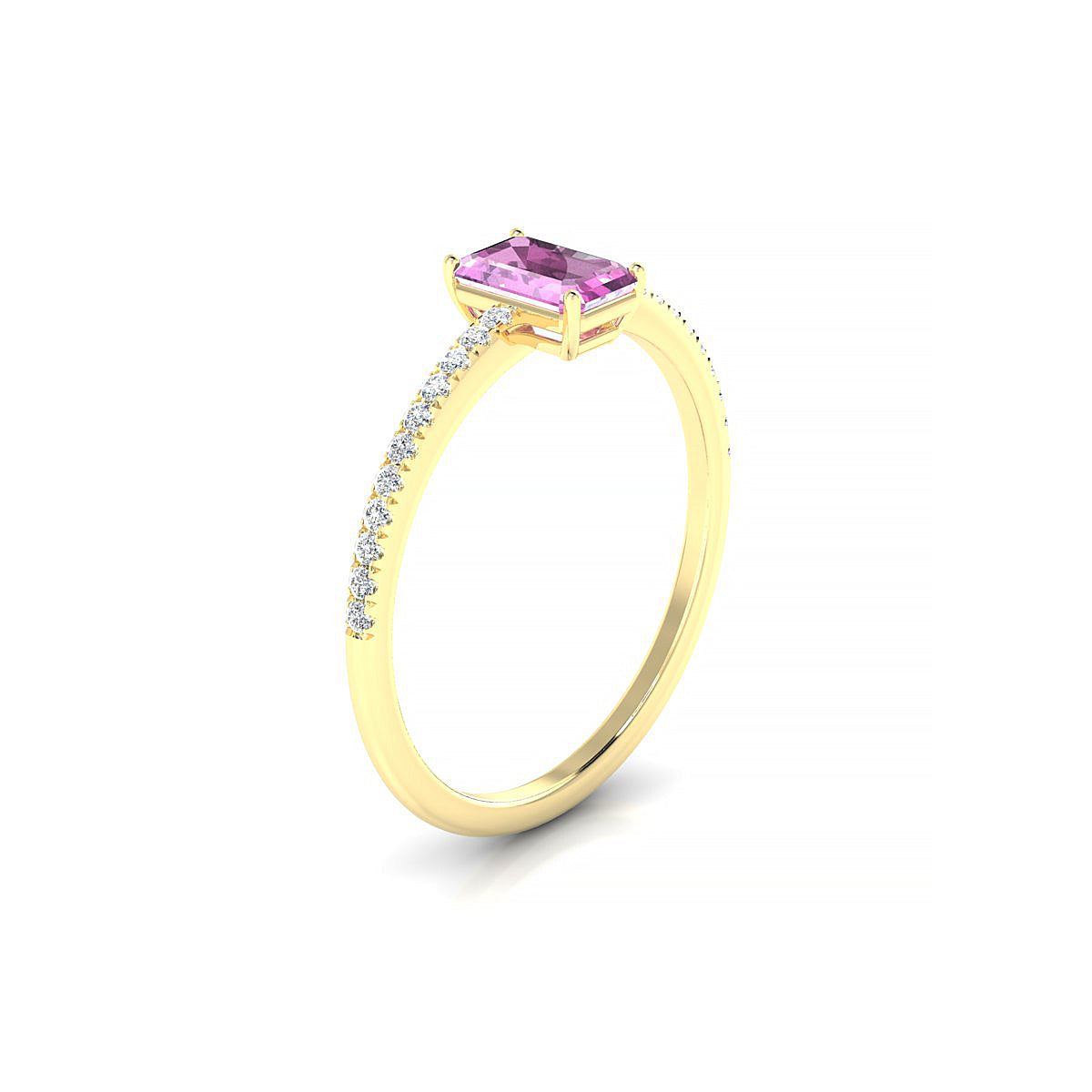 Timeless | 18k Yellow Gold 6 x 4 mm Emerald Pink Sapphire Ring