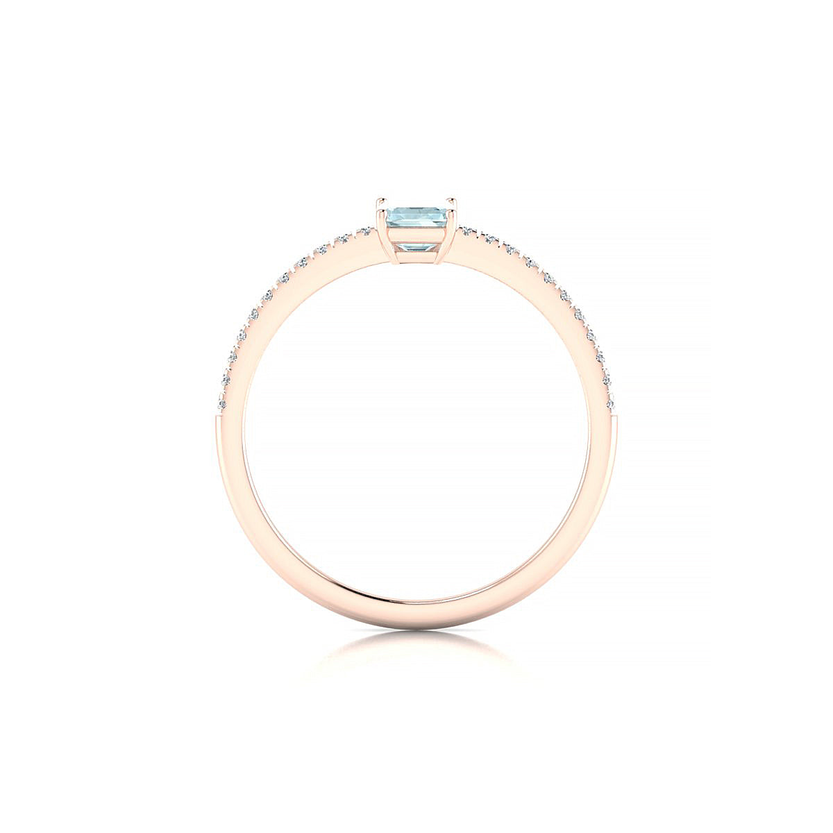 Timeless | 18k Rose Gold 6 x 4 mm Emerald Aquamarine Ring