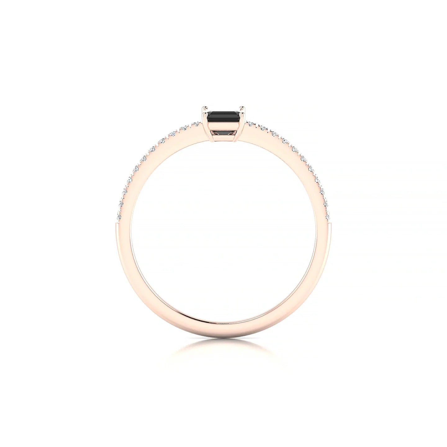 Timeless | 18k Rose Gold 6 x 4 mm Emerald Black Diamond Ring