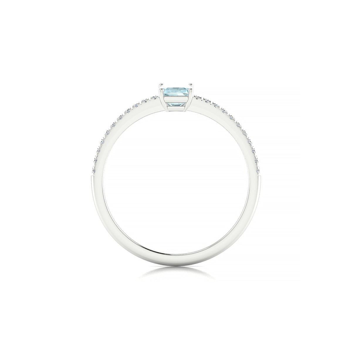 Timeless | 18k White Gold 6 x 4 mm Emerald Aquamarine Ring