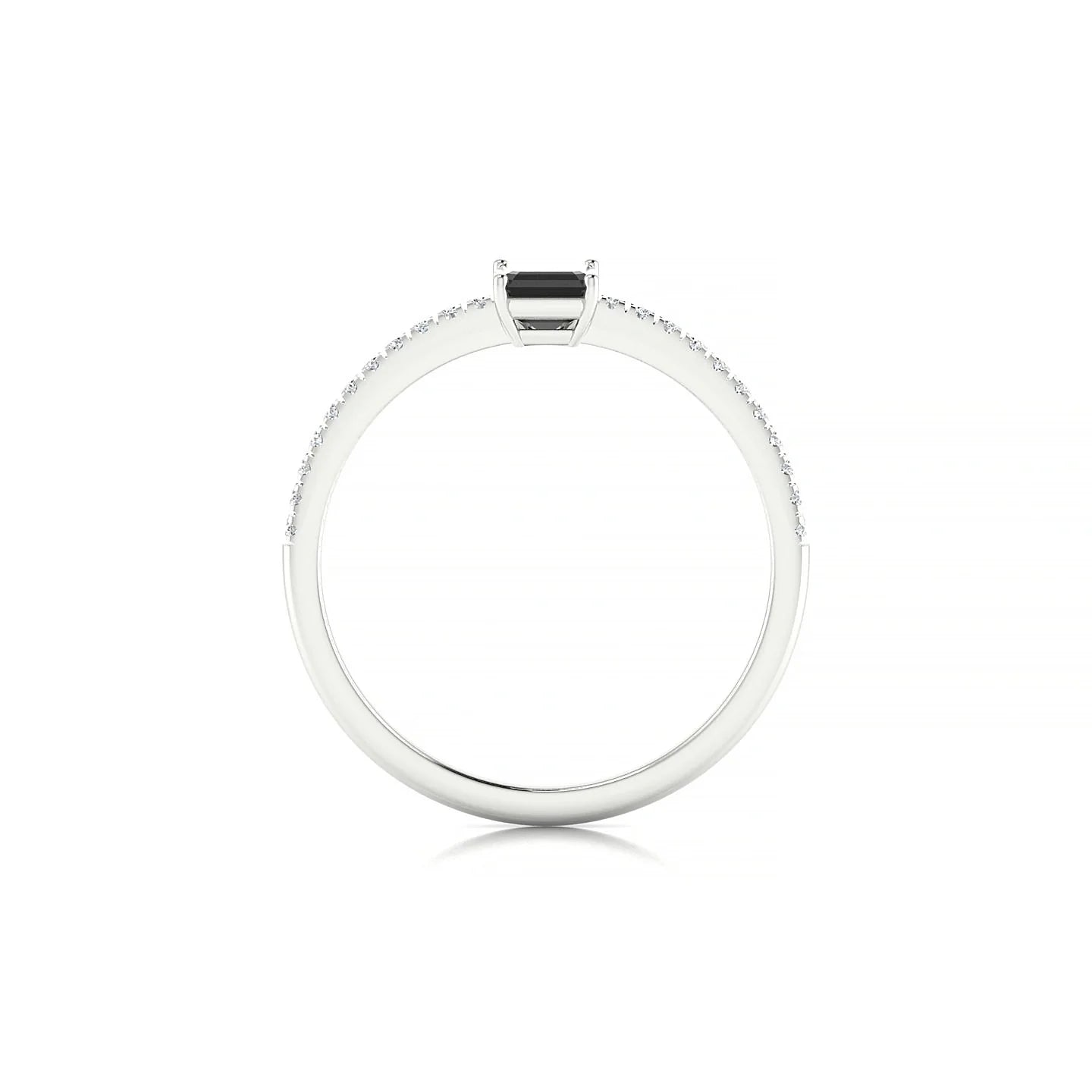 Timeless | 18k White Gold 6 x 4 mm Emerald Black Diamond Ring