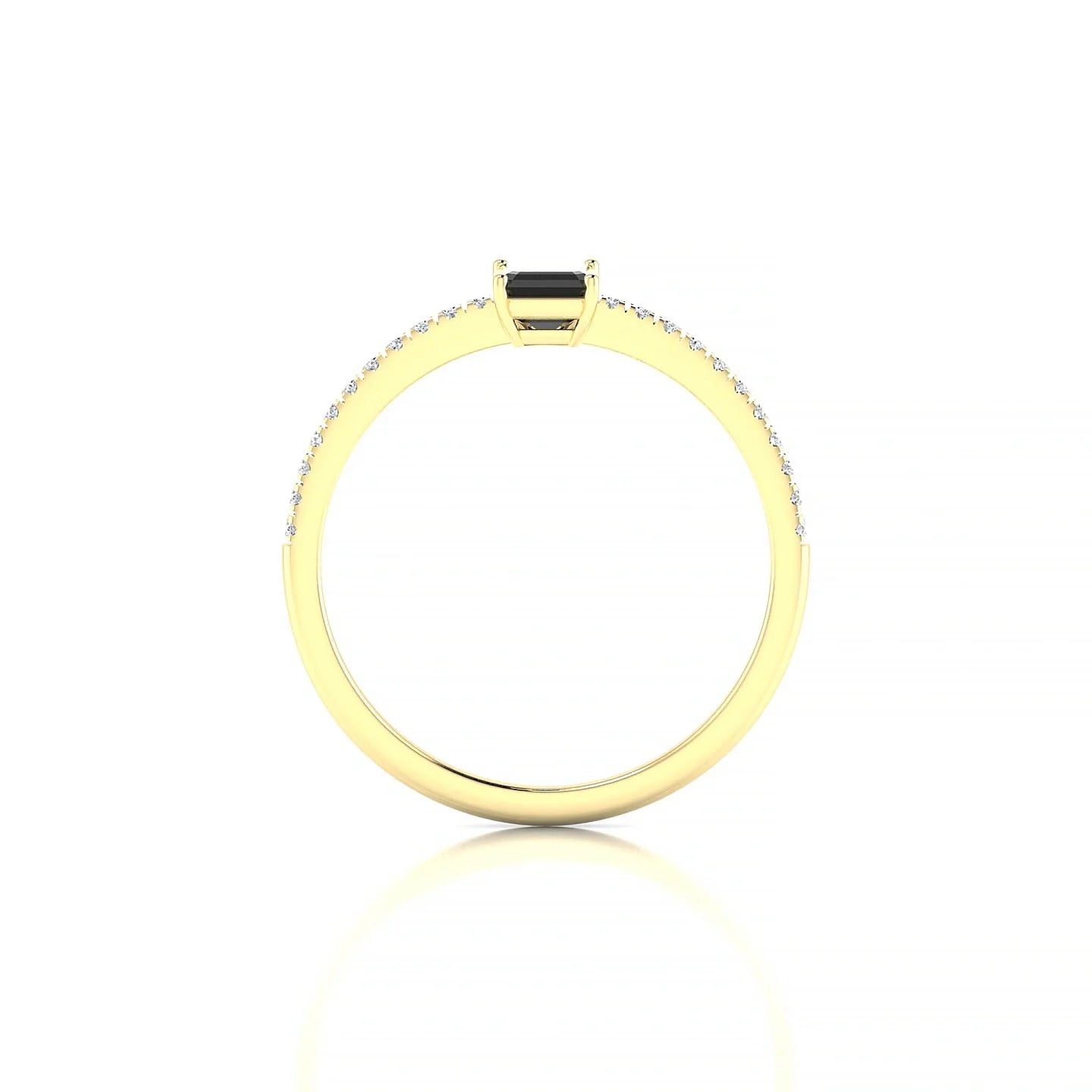 Timeless | 18k Yellow Gold 6 x 4 mm Emerald Black Diamond Ring