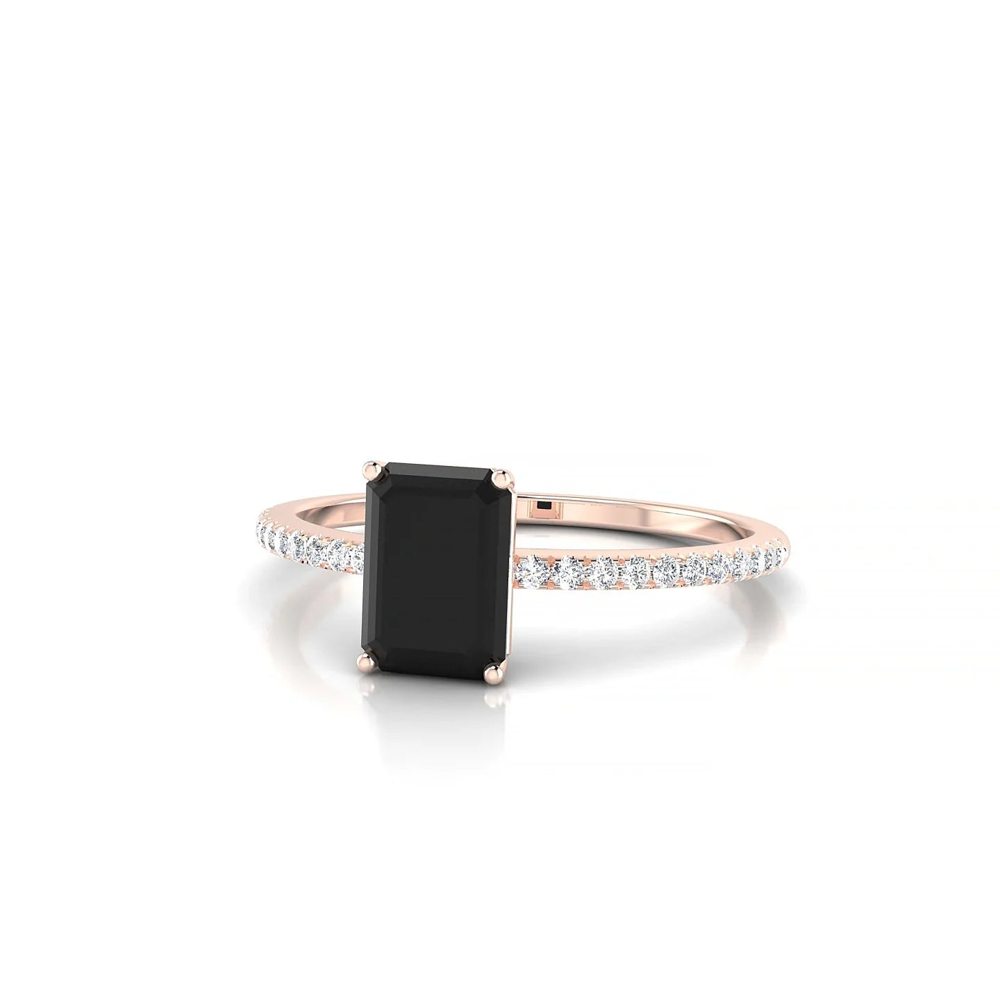 Timeless | 18k Rose Gold 7 x 5 mm Emerald Black Diamond Ring