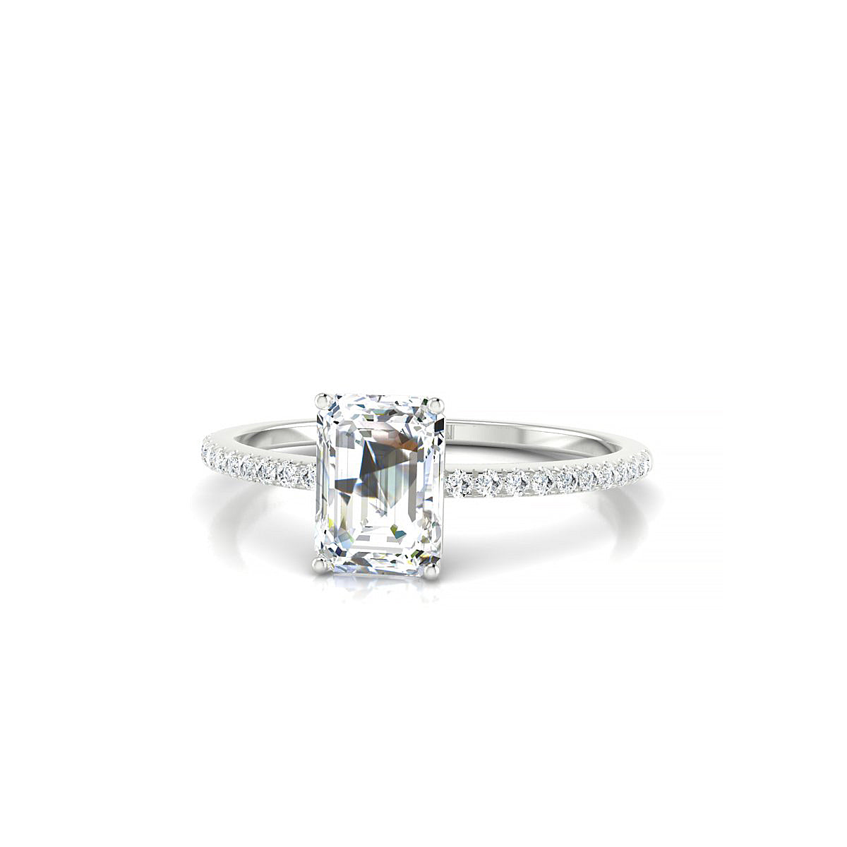 Timeless | 18k White Gold 7 x 5 mm Emerald Diamond Ring