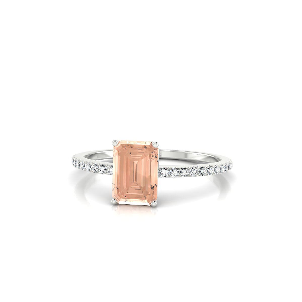 Timeless | 18k White Gold 7 x 5 mm Emerald Morganite Ring