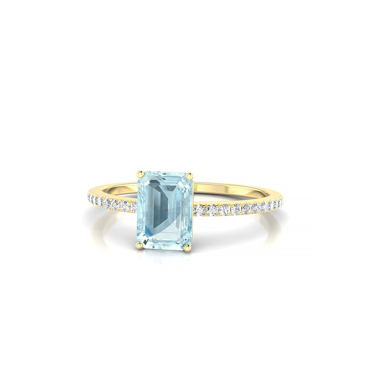 Timeless | 18k Yellow Gold 7 x 5 mm Emerald Aquamarine Ring