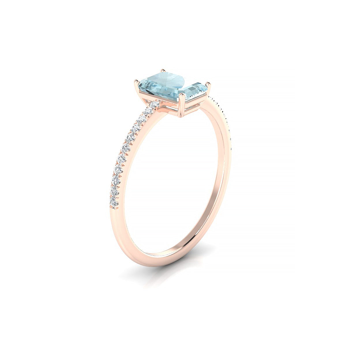 Timeless | 18k Rose Gold 7 x 5 mm Emerald Aquamarine Ring