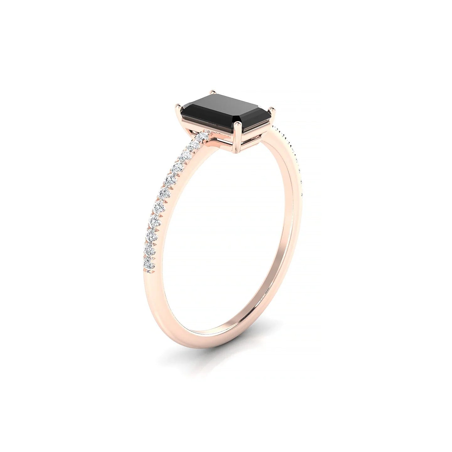 Timeless | 18k Rose Gold 7 x 5 mm Emerald Black Diamond Ring