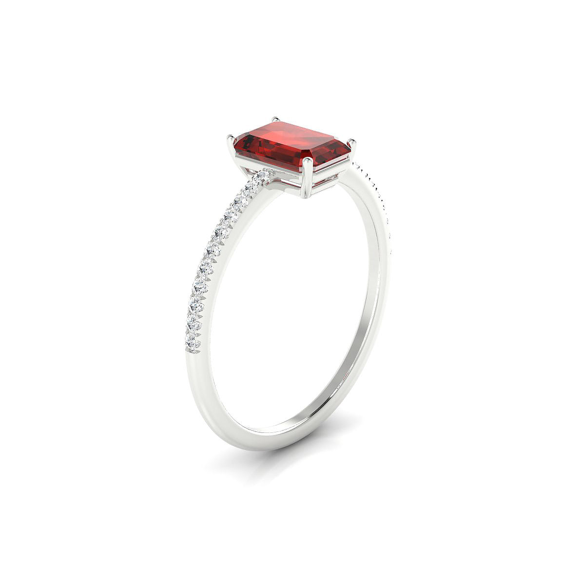 Timeless | 18k White Gold 7 x 5 mm Emerald Garnet Ring