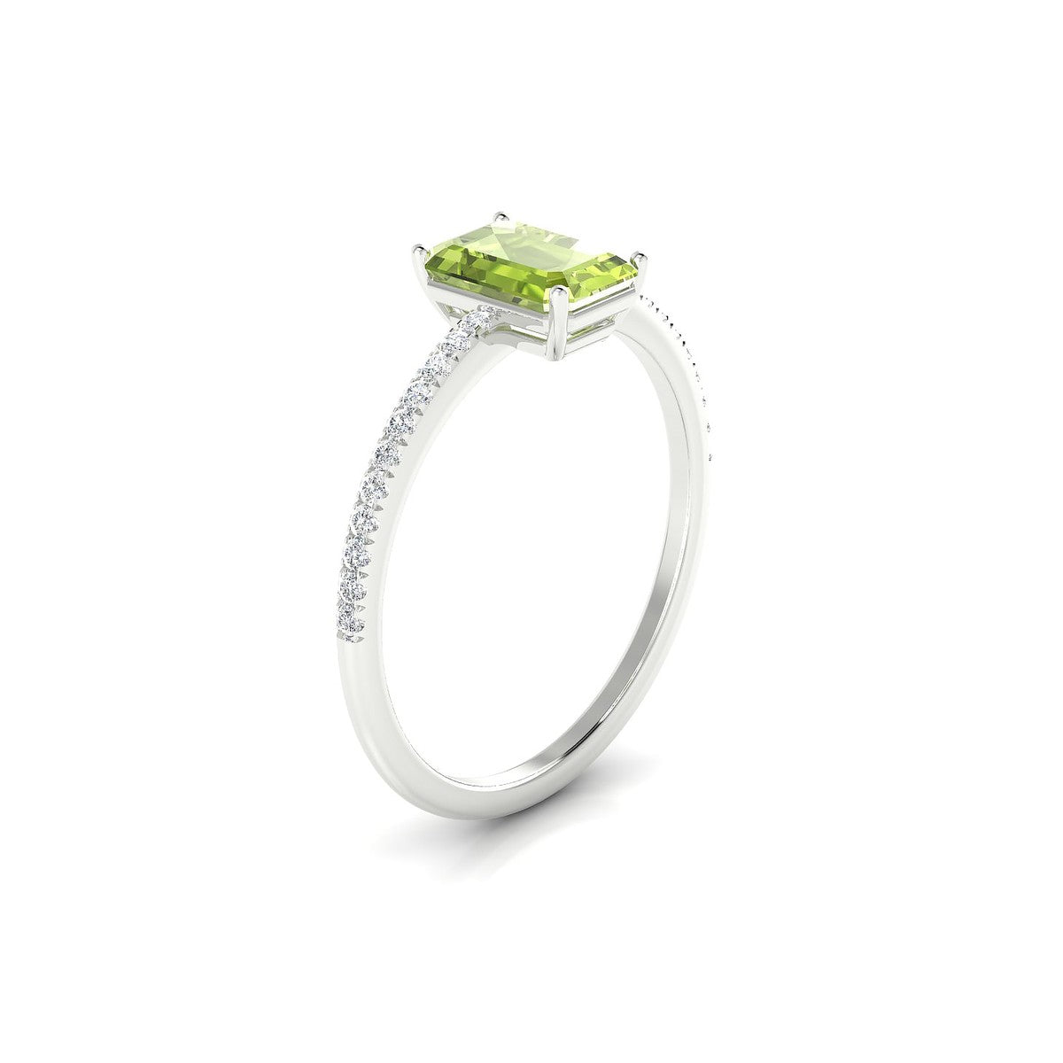 Timeless | 18k White Gold 7 x 5 mm Emerald Peridot Ring