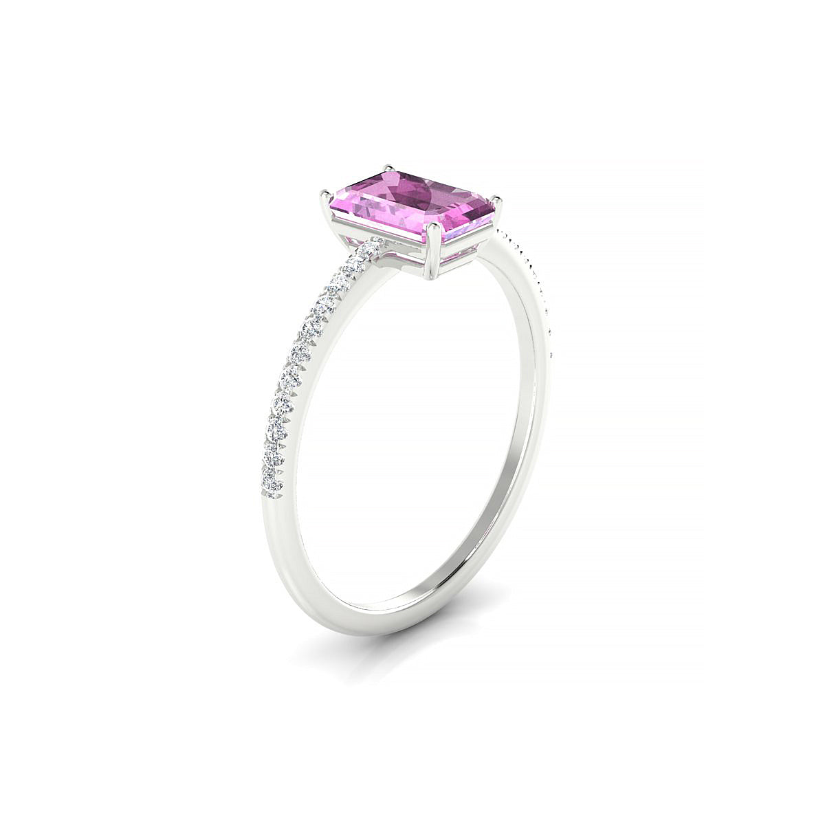 Timeless | 18k White Gold 7 x 5 mm Emerald Pink Sapphire Ring
