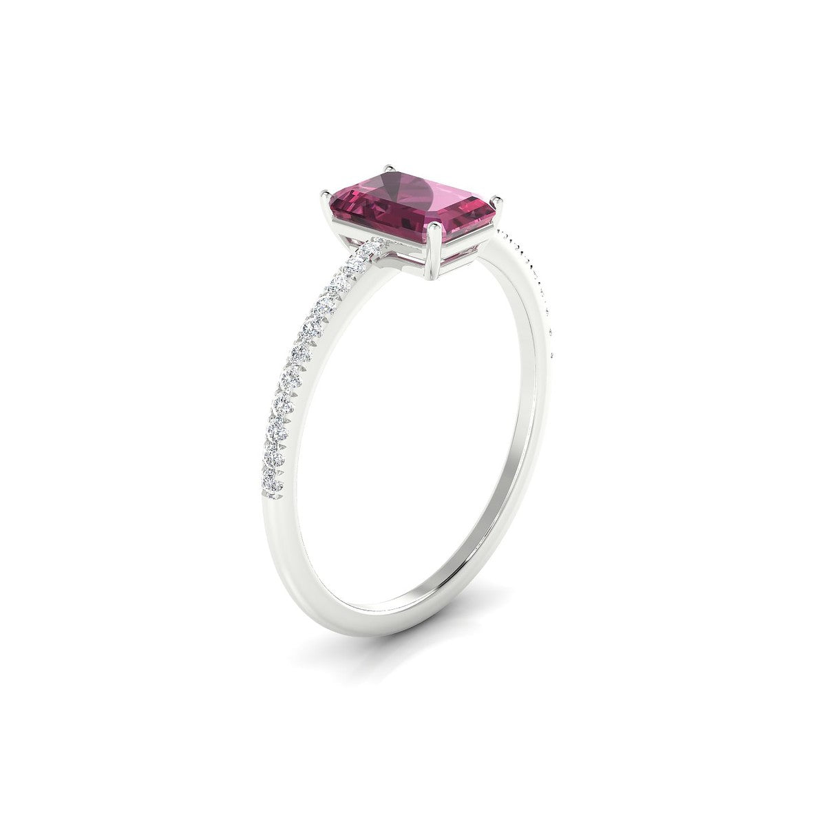 Timeless | 18k White Gold 7 x 5 mm Emerald Rhodolite Ring
