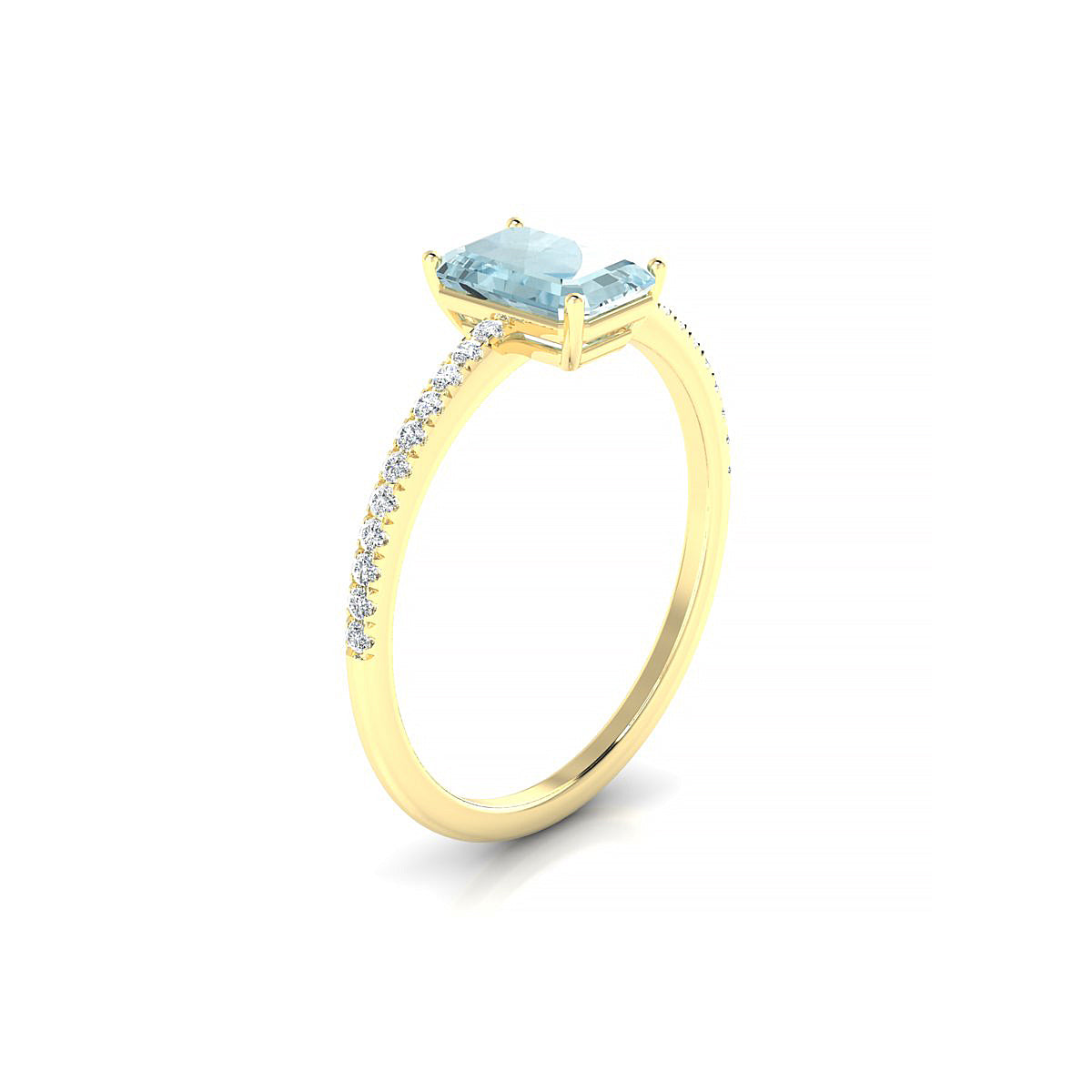 Timeless | 18k Yellow Gold 7 x 5 mm Emerald Aquamarine Ring