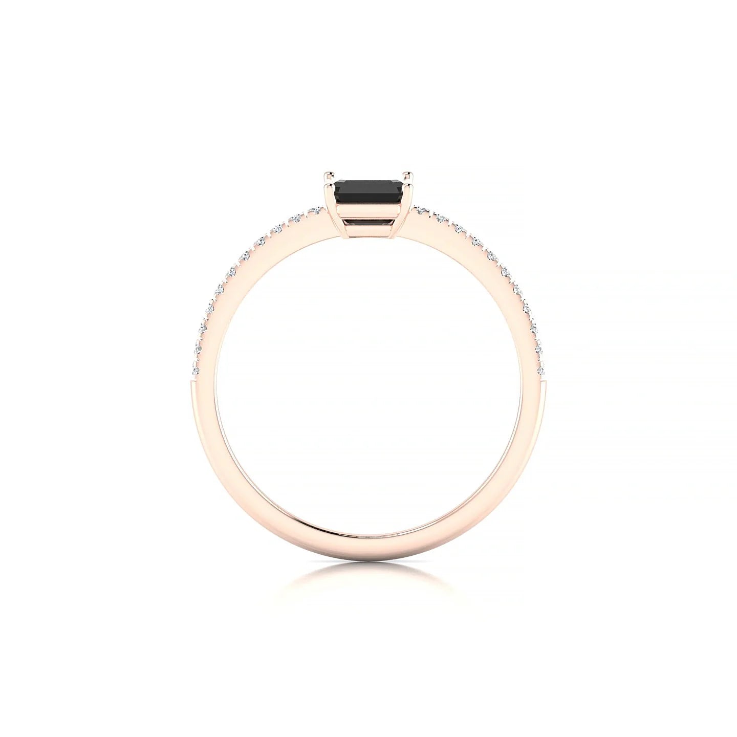 Timeless | 18k Rose Gold 7 x 5 mm Emerald Black Diamond Ring