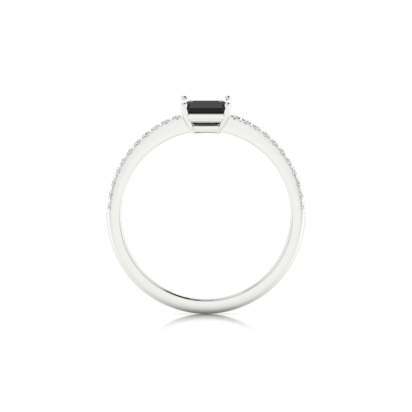 Timeless | 18k White Gold 7 x 5 mm Emerald Black Diamond Ring
