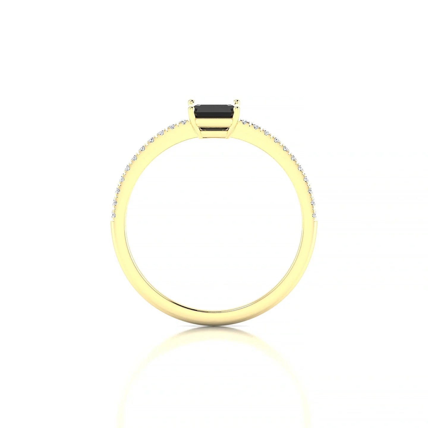Timeless | 18k Yellow Gold 7 x 5 mm Emerald Black Diamond Ring