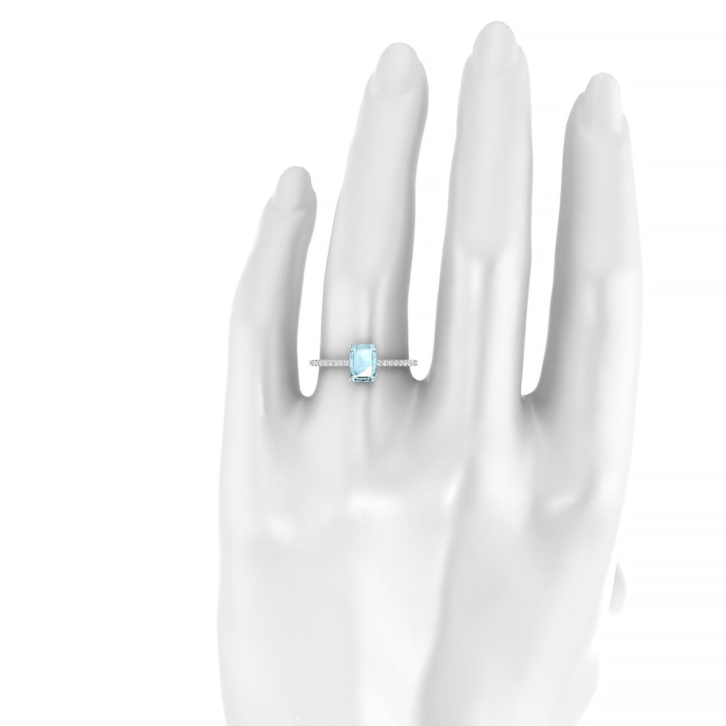 Timeless | 18k White Gold 7 x 5 mm Emerald Aquamarine Ring