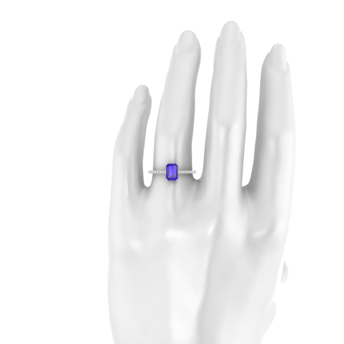 Timeless | 18k White Gold 7 x 5 mm Emerald Tanzanite Ring