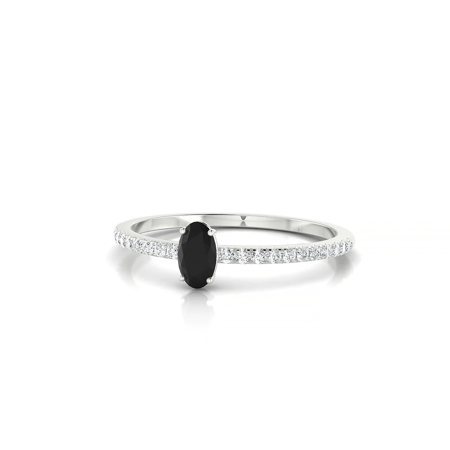 Timeless | 18k White Gold 5 x 3 mm Oval Black Diamond Ring