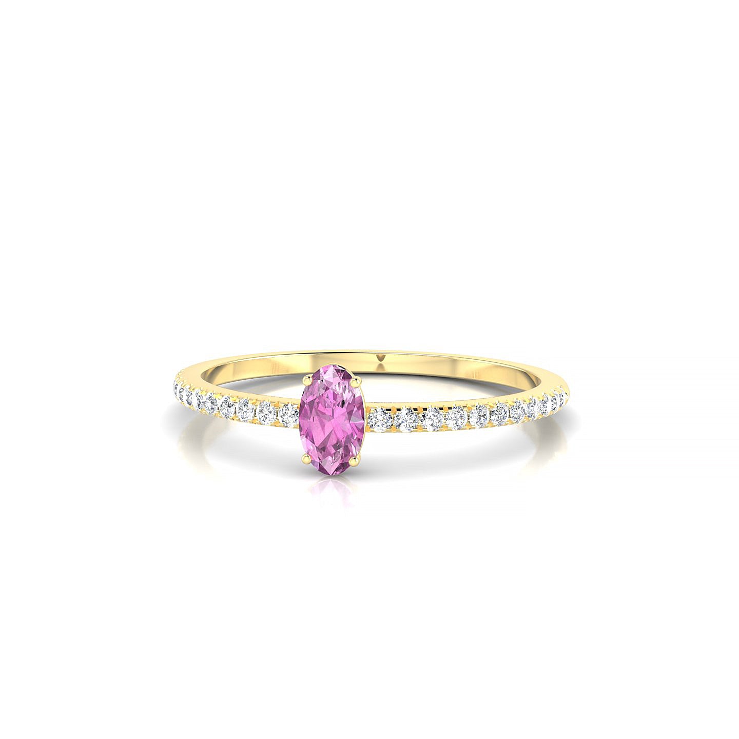 Timeless | 18k Yellow Gold 5 x 3 mm Oval Pink Sapphire Ring