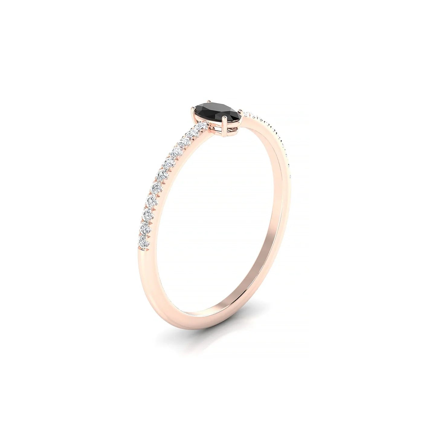 Timeless | 18k Rose Gold 5 x 3 mm Oval Black Diamond Ring