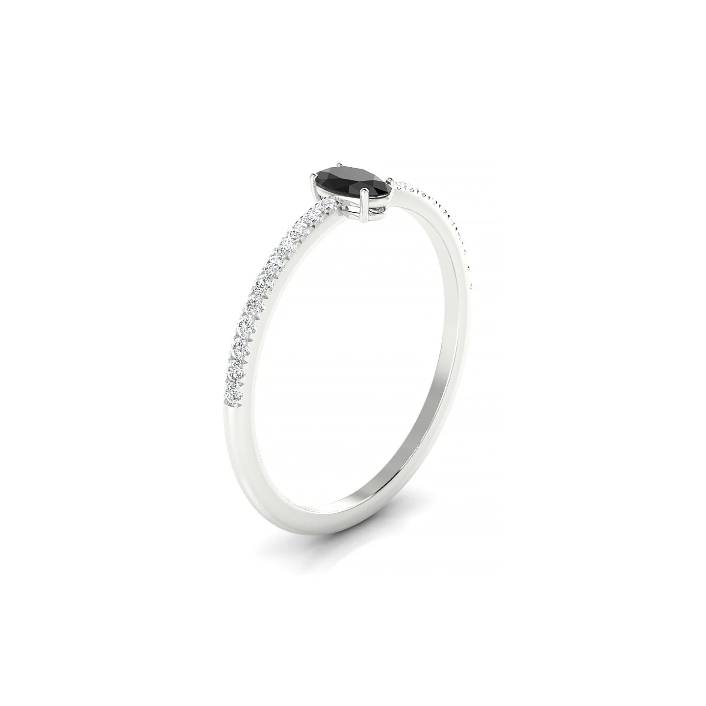 Timeless | 18k White Gold 5 x 3 mm Oval Black Diamond Ring