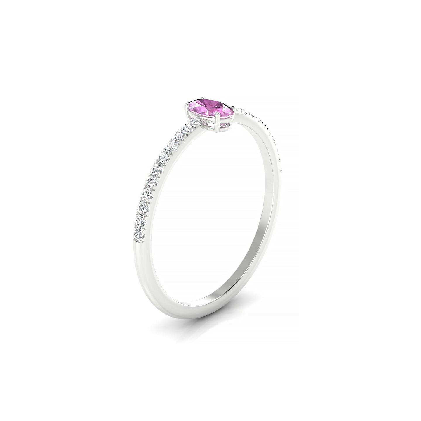 Timeless | 18k White Gold 5 x 3 mm Oval Pink Sapphire Ring