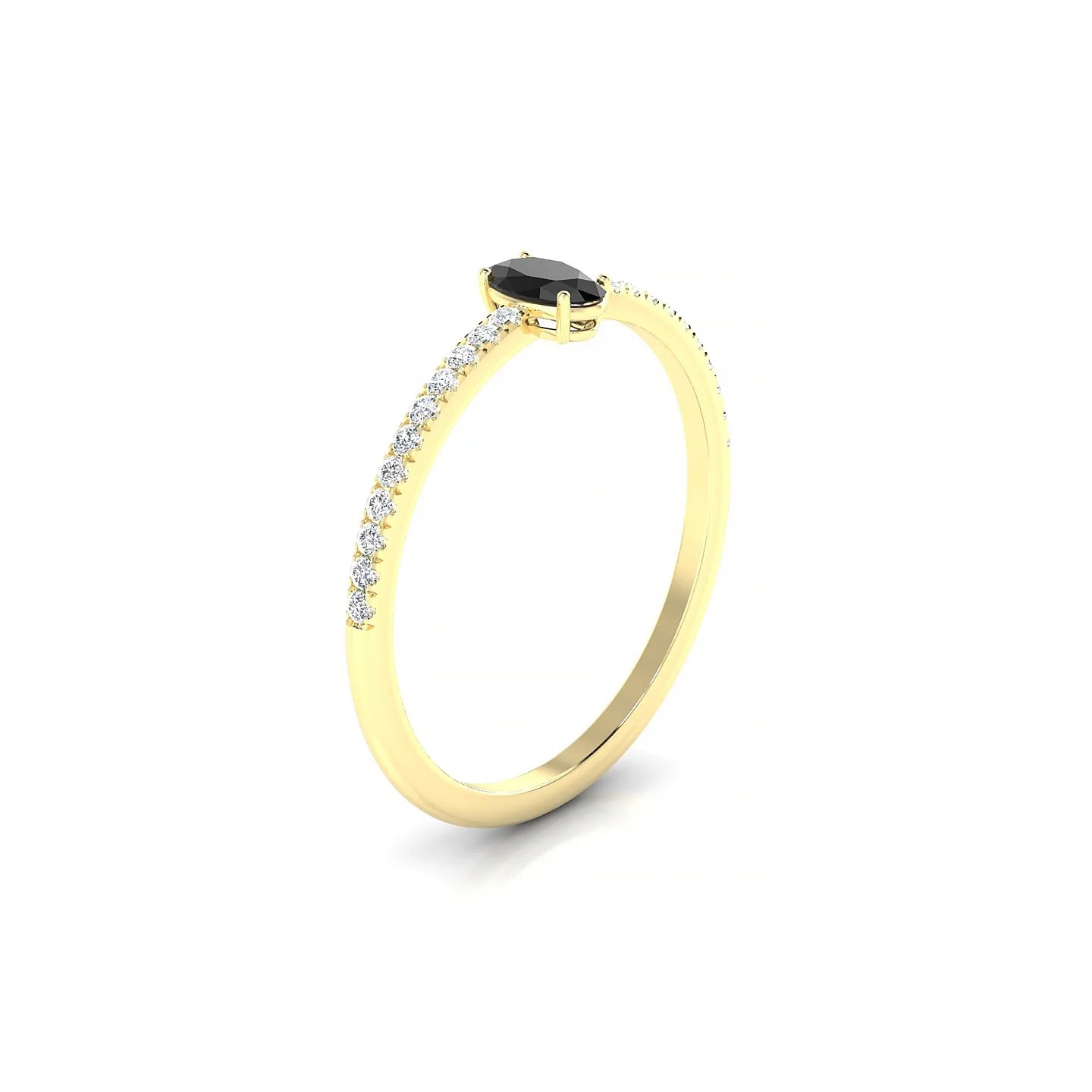 Timeless | 18k Yellow Gold 5 x 3 mm Oval Black Diamond Ring