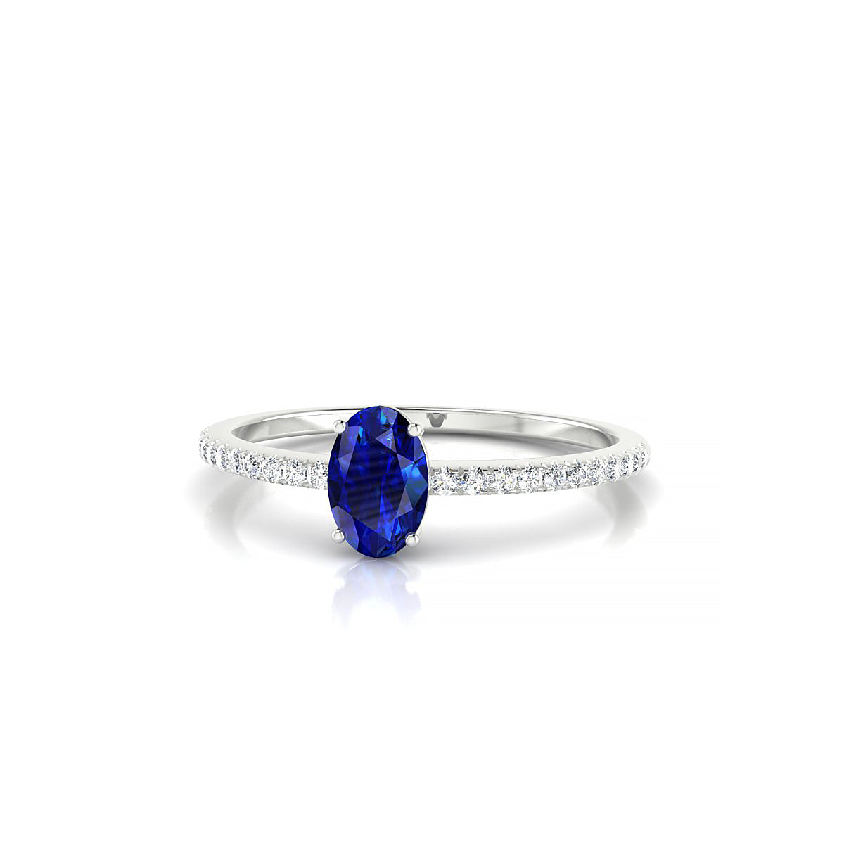 Timeless | 18k White Gold 6 x 4 mm Oval Sapphire Ring