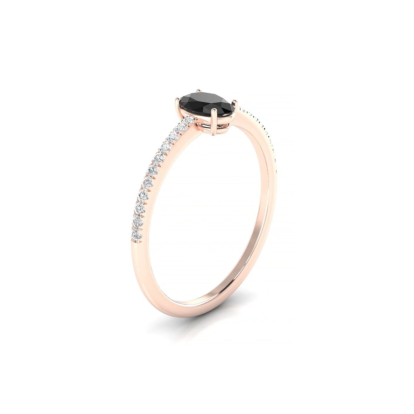 Timeless | 18k Rose Gold 6 x 4 mm Oval Black Diamond Ring
