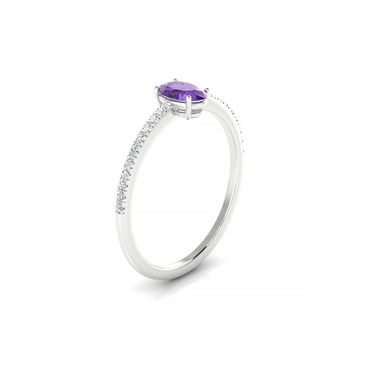 Timeless | 18k White Gold 6 x 4 mm Oval Amethyst Ring