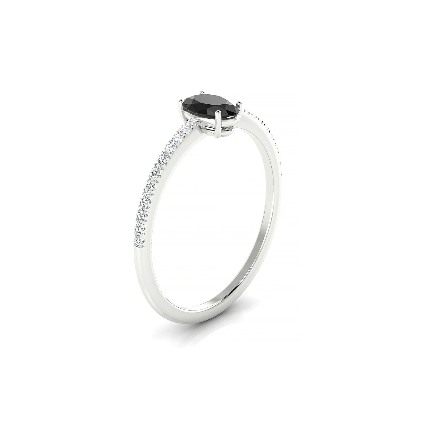 Timeless | 18k White Gold 6 x 4 mm Oval Black Diamond Ring