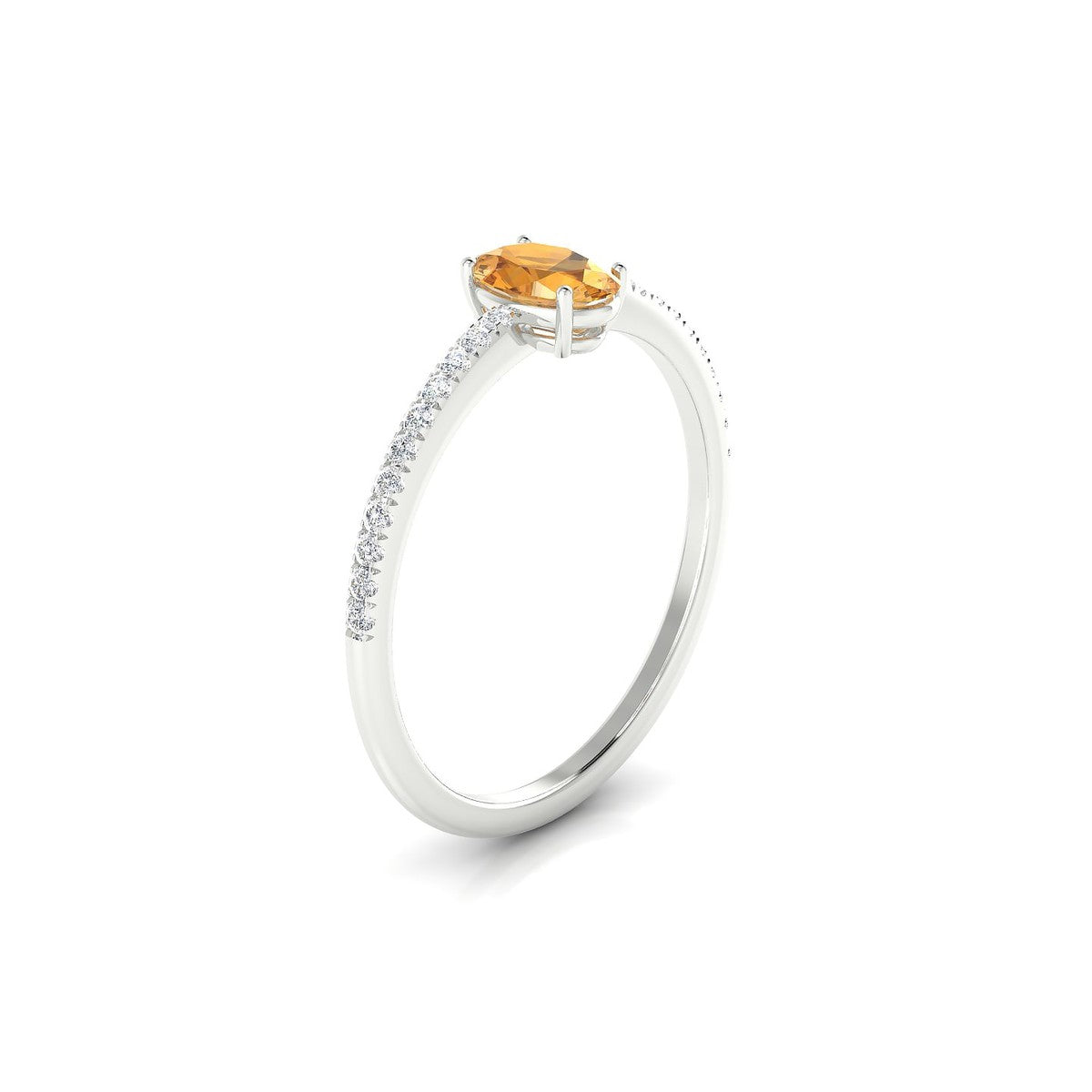 Timeless | 18k White Gold 6 x 4 mm Oval Citrine Ring